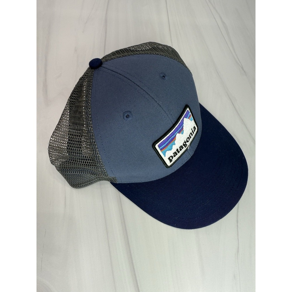 Patagonia Trucker Hat Mens Adjustable Logo Patch Blue Light Blue Mesh Back‎ Cap - Picture 4 of 5